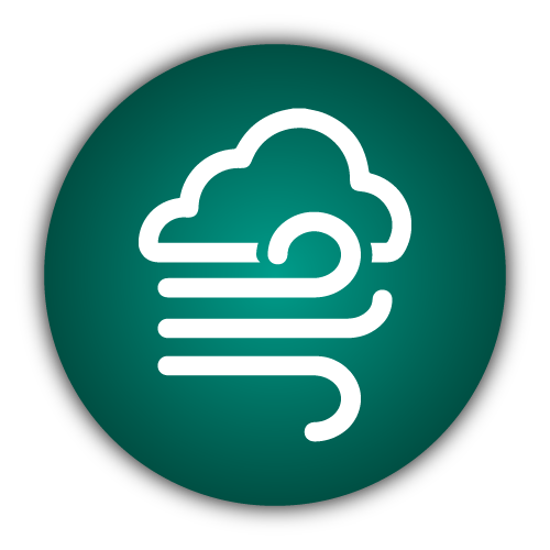 A green icon with a cloud and wind symbol.